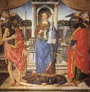 Cosimo Rosselli St.Barbara between SS.John the Baptist and Matthew oil
